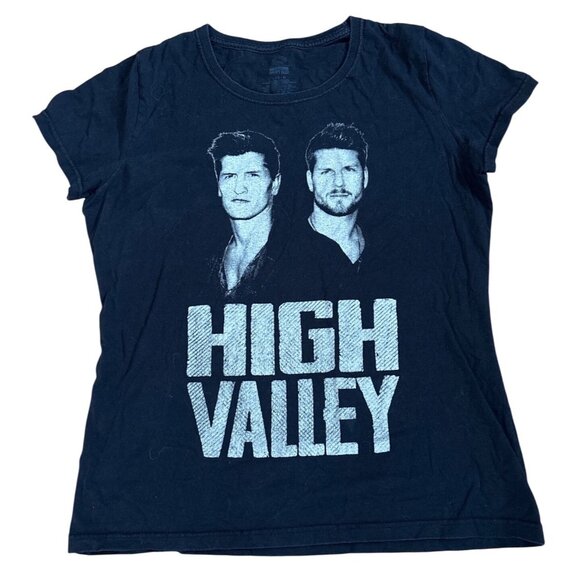 High Valley Band Shirt Women’s Large Black Short Sleeve Crew Neck Cotton Blend - Picture 1 of 4